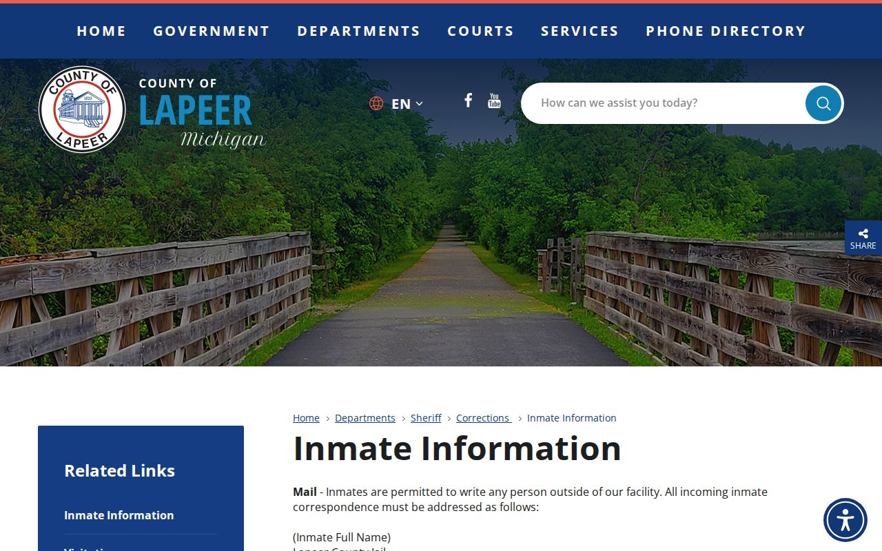 Lapeer County current inmate route used when no 72-hour release list exists