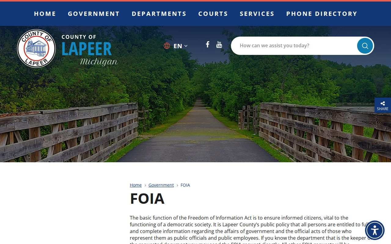 Lapeer County release record FOIA routes and forms