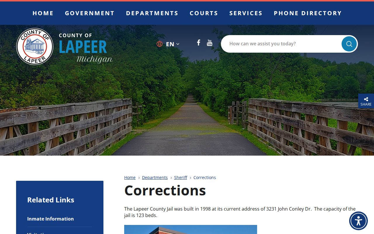 Lapeer County Jail release records and official corrections page