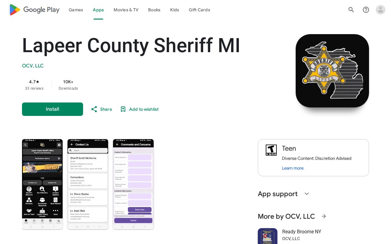 Lapeer County Sheriff app channel for current inmate and release checks