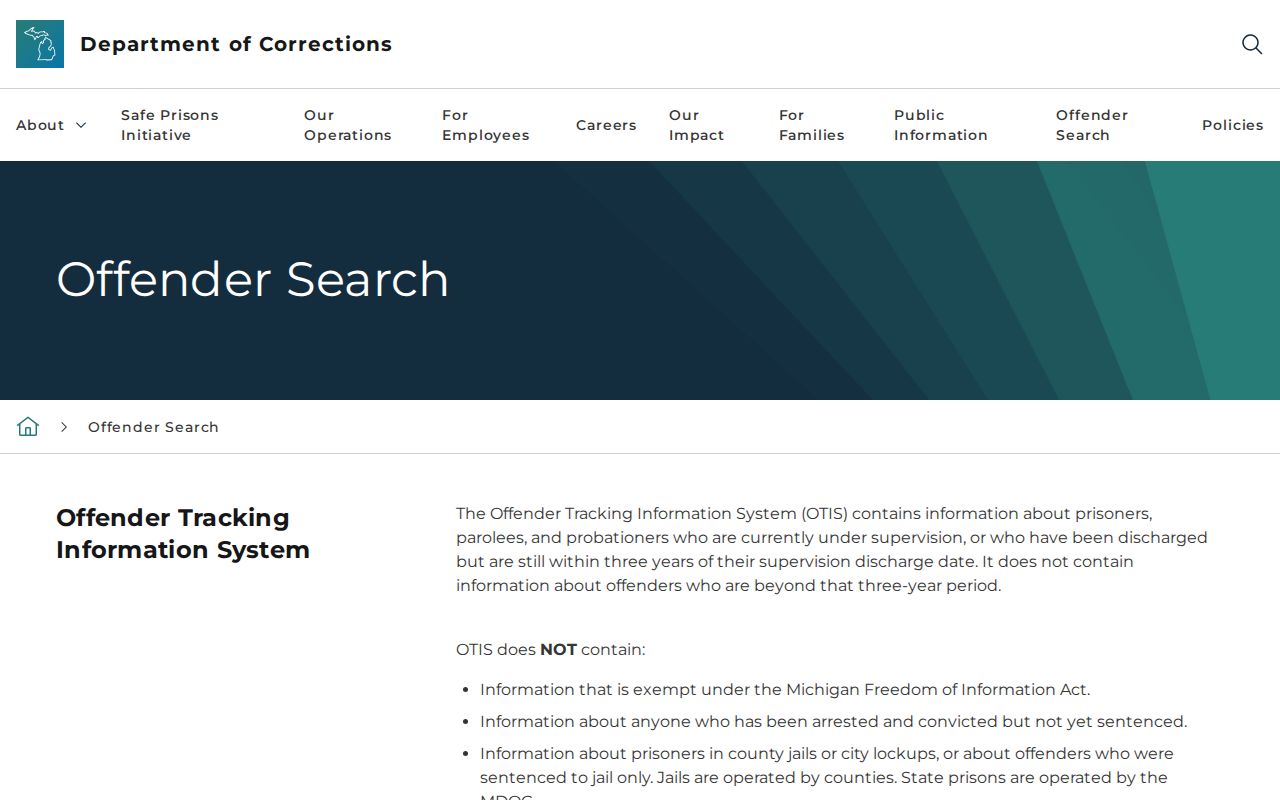 Michigan OTIS search for Lapeer County released state inmates